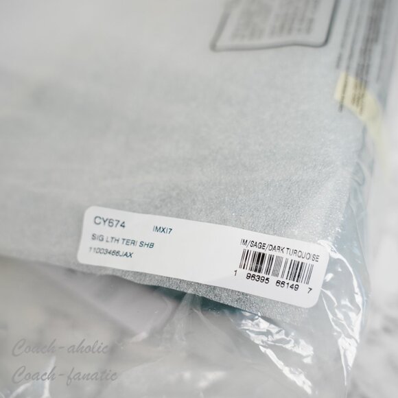 NWT Coach CY674 Teri Signature Blocked Leather Shoulder Bag in Sage Green SEALED - Picture 9 of 10